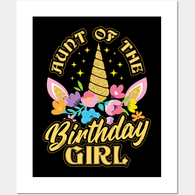 Aunt of the Birthday Girl Unicorn Wall Art by aneisha